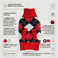 Pull pour chien à carreaux rouge et noir, pull chaud à col roulé pour chiens de petite et moyenne taille, style preppy classique