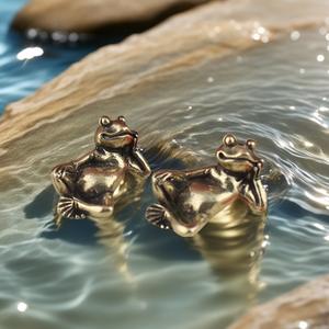 تماثيل ضفادع نائمة من النحاس الصلب بتصميم عتيق، زينة طاولة إبداعية، حيوانات أليفة للشاي على شكل ضفادع، ديكورات عتيقة، منتجات نحاسية بالجملة - Product Image 1