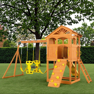 Aire <span class=keywords><strong>de</strong></span> jeux <span class=keywords><strong>en</strong></span> <span class=keywords><strong>bois</strong></span> écologique imperméable personnalisée pour enfants avec balançoire et toboggan <span class=keywords><strong>en</strong></span> <span class=keywords><strong>bois</strong></span> - Product Image 1
