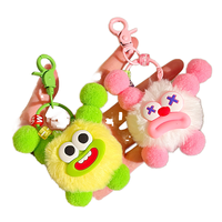 Porte-clés amusant, mignon et original, en peluche courte super douce, avec boule de poils monstre et bouche en forme de saucisse, lumineux, durable, créatif, cadeau pour couple, avec sac