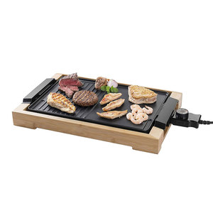 Aifa Teppanyaki <span class=keywords><strong>Plancha</strong></span> avec boîtier en bambou gril de table électrique avec revêtement antiadhésif 2000W gril teppanyaki grill intérieur - Product Image 1