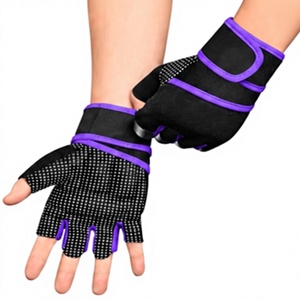 <b>Half</b> Finger PU Gym Gloves Mesh Breathable Anti <b>Slip</b> Adjustable Wrist Strap for Weight Lifting Unisex - Product Image 1