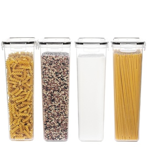 Amazon Hot Selling 4pcs in Grey Airtight Food Storage Container Set Clear BPA Free Plastic Cereal Containers with Lock Lids