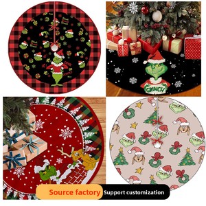 Gonna per Albero di Natale Rotonda in Velluto con Stampa <span class=keywords><strong>Grinch</strong></span> e Fiocchi di Neve per Feste - Product Image 4