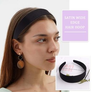 عصابة رأس ساتان عريضة للنساء بعرض 3 سم، إكسسوار شعر مرن بتصميم عتيق مريح للاستخدام اليومي أو الحفلات أو حفلات الزفاف - Product Image 2