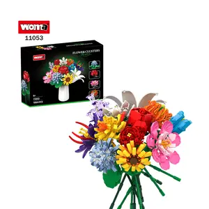 WOMA JUGUETES 11053 OEM ODM Descompresión Juguete Niños Niño MOC Rosa Modelo Girasol Diy Flor Bloques de construcción Ladrillo Juguete Juego