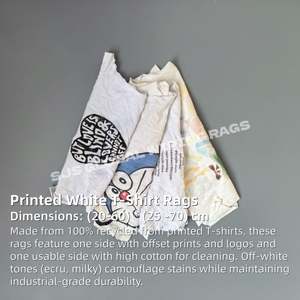 Chiffons d'essuyage industriels absorbants et résistants, sac de 20 kg, chiffons en tissu de coton pour déchets mixtes, 1 lb - Product Image 2