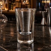 Petit verre à shot en verre 28 ml, base lourde, transparent, pour vodka, articles de bar personnalisés, vente en gros, approvisionnement en vrac