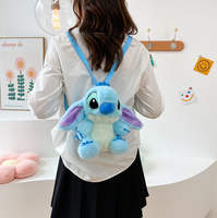 Sac à dos en peluche Stitch bleu de 25 cm, motif dessin animé, vente en gros, sacs à dos mignons Stitch, poupées en peluche, sacs pour filles