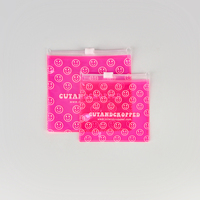 Pochettes scellées à fermeture éclair roses, emballage à bulles, sacs transparents en PVC pour bijoux avec impression sérigraphique, pochettes de présentation pour bijoux et lunettes