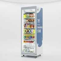 Distributeur automatique commercial intelligent GS avec porte ouvrante, refroidissement par compresseur, écran tactile LCD et surveillance à distance, acceptant les cartes de crédit