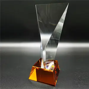 Manufacturer Wholesale Enterprise Glass Crystal Trophy Customized Logo Carved Crystal Plaque