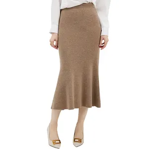 Groothandel Wollen Winter Midi Jurk Vrouwen Harf-Body Rok Dagelijks Leven Elegante Vrouwelijke Meisjes Warp Lange Rok