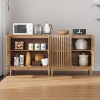 Buffet en bois Kiasthome avec portes à lattes ventilées, étagères réglables et grand espace de rangement pour salle à manger et maison