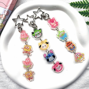 Custom Decorative Transparent Clear Acrylic Anime Charms Personalized Printed Epoxy Glitter Acrylic Charms Keychain