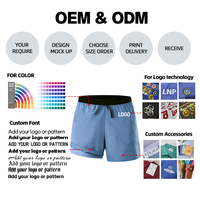 Shorts de compression 2 en 1 à séchage rapide, extensibles, en fibre de polyester, pour hommes, logo personnalisé