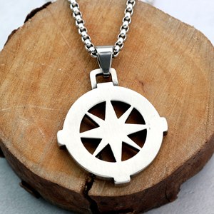 Collar con Colgante de Brújula de Acero Inoxidable para Hombre, Diseño de Estrella Náutica, Joyería de Regalo - Product Image 3