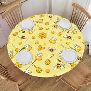 Nouveau Style Abeilles HoneyFitted Nappe Imperméable À L'eau Élastique Bord Intérieur/Extérieur Table Couverture Convient 45 "-50" Medium Wipe Clean - Product Image 6