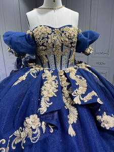 Vestidos de 15 Años Azules con Dorado, Vestidos de Quinceañera 2025, Vestidos de Fiesta, Vestidos en Liquidación, Envío <span class=keywords><strong>Gratis</strong></span> - Product Image 6