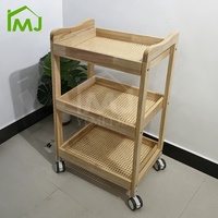 Chariot de rangement mobile de luxe en bois à 4 roues pour salon de beauté à vendre