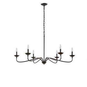 Lustre Vintage à 6 Lumières Style Bougie Classique Grande Branche <span class=keywords><strong>Candélabre</strong></span> en Fer Forgé Suspension pour Salle à Manger Salon - Product Image 3