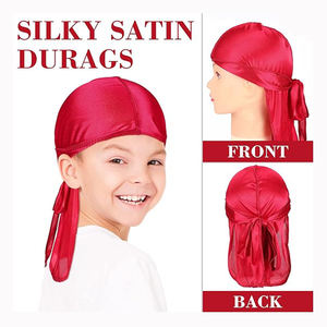 定制徽标儿童户外丝质超长尾头巾 Durag Doo Rags 设计师缎面波浪头巾 男孩女孩婴儿幼儿 - Product Image 4