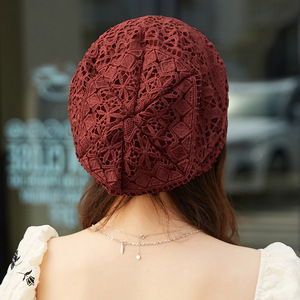 Sombrero de Jersey fino de primavera y otoño, sombrero de pila de encaje, sombrero de pañuelo de confinamiento posparto - Product Image 2