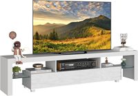 Meuble TV moderne en bois brillant avec éclairage LED, console de salon et centre de divertissement