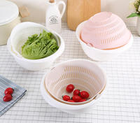 YuShu Groente Fruit PP Voedselveilige Duurzame Flexibele Keuken Spoelbak Wasbak Zeef Afgietbak Set Dubbellaagse Mand