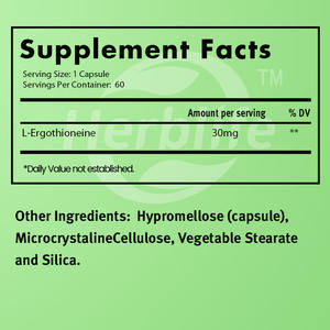 OEM ขายดี - ปรับแต่งได้ - อาหารเสริมแอล-เออร์โกธิโอไนน์ 30 มก. แอล-เออร์โกธิโอไนน์บริสุทธิ์จากพืชต่อแคปซูล - Product Image 2