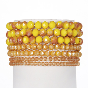 Crystal Beaded Bracelet <b>Set</b> 7 Piece Faceted Elastic <b>Bangle</b> Women Bohemian Monochrome Jewelry Summer 2023 Yiwu Origin - Product Image 5