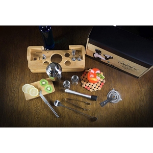 Kit de barman professionnel, ensemble de bar à cocktail avec support en bambou - Product Image 6