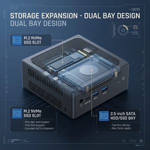 Mini PC NUC polyvalent Alder Lake CPU UHD Graphics 2*RJ45 1*HD 2.0 1*DP 2*USB 3.0 2*USB2.0 12V QN10 - N95 1. Processeur flexible C - Product Image 4