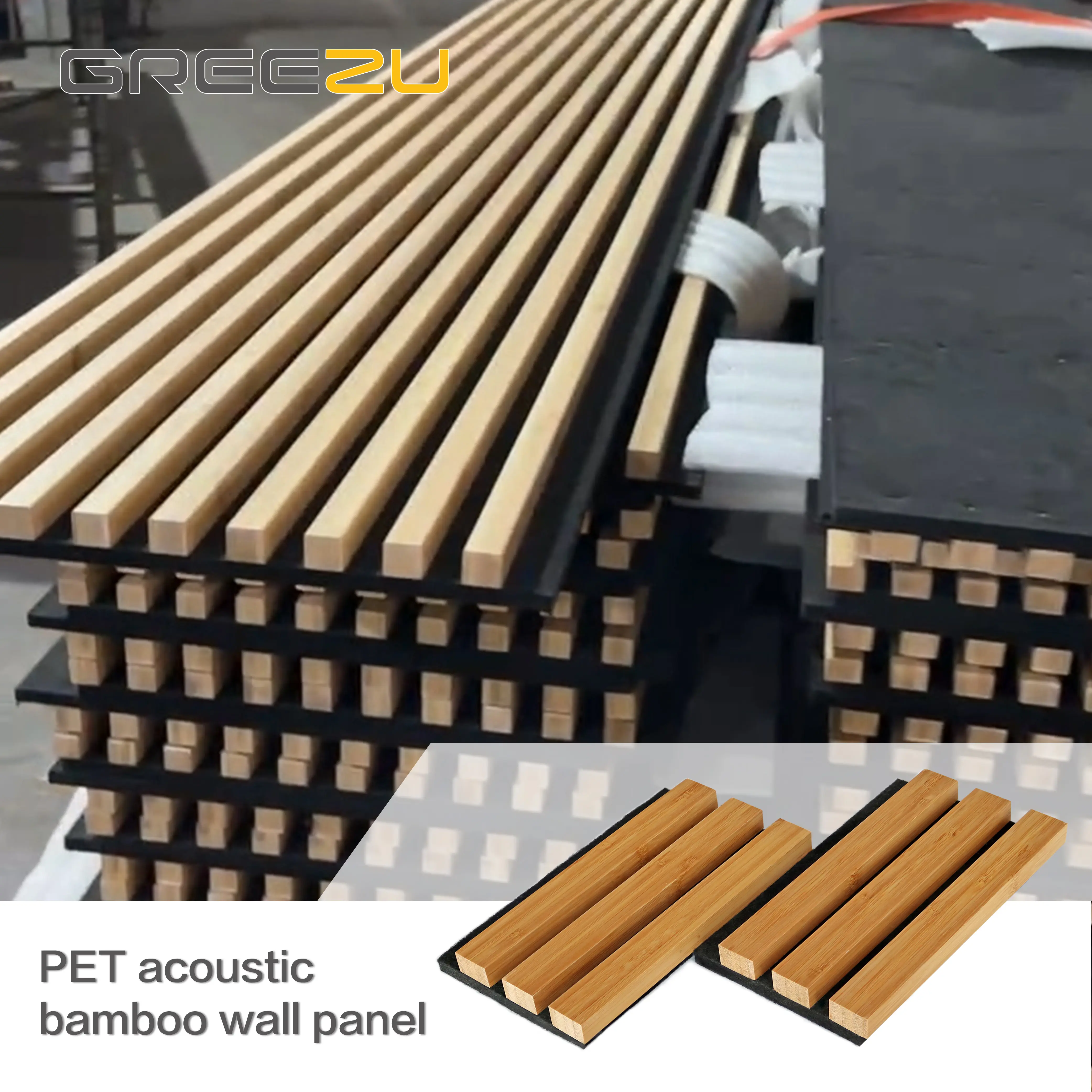 Greezu Direct factory Hot sell akupanel bamboo wood acoustic panel Fluted wall panel wood composite Bamboo wave fluted panel
