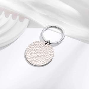 Malleolar Stria Keychain Blank Personalized <b>Custom</b> Laser Engrave Logo Pet Tags Silver Black Stainless Steel Ronud Metal Keyring - Product Image 2