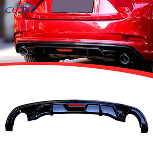 Difusor de Labio para Parachoques Trasero de Coche en ABS Negro Brillante con Aspecto de Fibra de Carbono y Luz de Freno para <span class=keywords><strong>Mazda</strong></span> <span class=keywords><strong>3</strong></span> Tercera Generación BM BN Axela <span class=keywords><strong>3</strong></span> Sedán 2014-2018 - Product Image 1