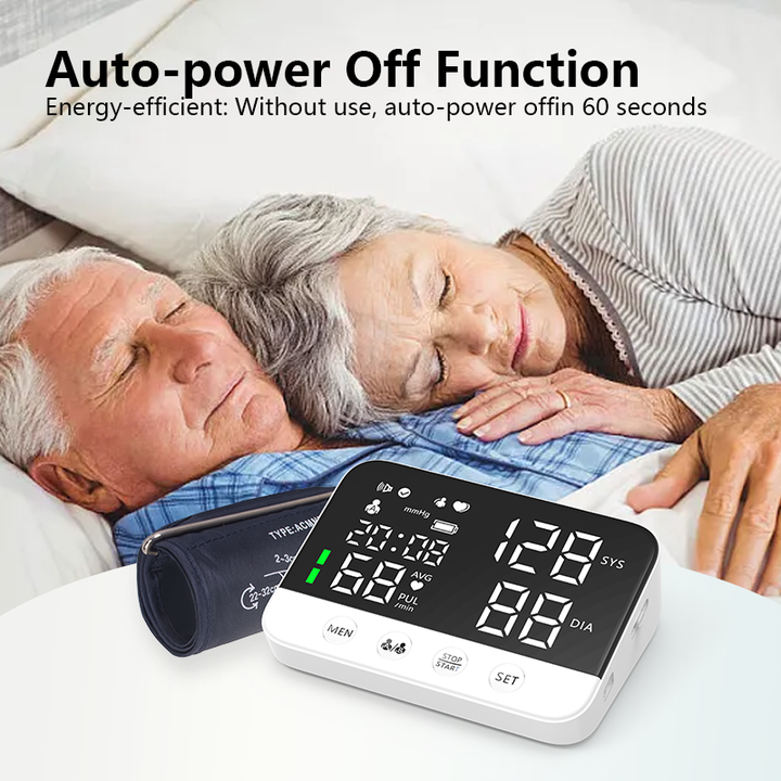 Monitor de presión arterial digital electrónico con LED grande para el hogar, máquina médica automática portátil Bp para la parte superior del brazo, dispositivo electrónico con LED