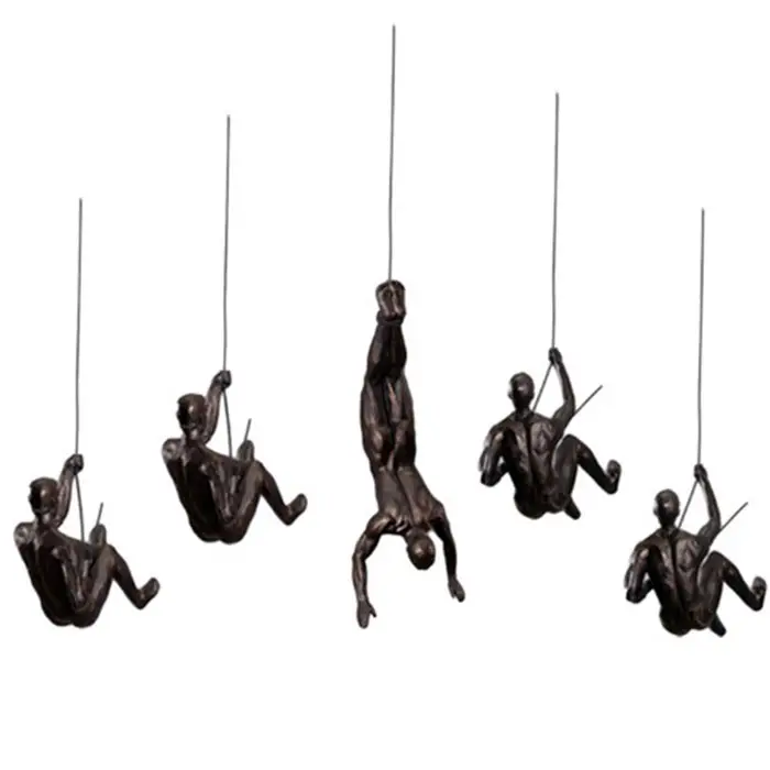 Escultura de pared de resina nórdica para hombre escalador, arte de pared para decoración del hogar, esculturas creativas acabadas a mano