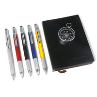 Eacajess – Stylo multifonction 6-en-1 : règle, niveau, écran tactile, encre UV et stylo bille en métal léger, encre multicolore, tournevis
