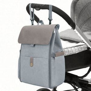 Design Factory Wholesale Pu Leather Lid Diaper Bag <b>Backpack</b> Tote Gray <b>Black</b> Diaper Bag - Product Image 5