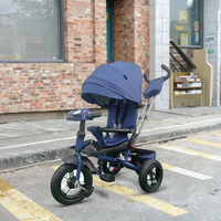 Tricycle pliable en plastique BAB WAY pour bébé, 3 roues avec poignée amovible, poussette de 7 pouces