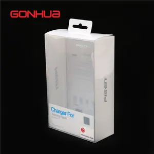 GONHUA Caja transparente personalizada para Pegatinas de uñas PET PVC Acetato transparente Caja de embalaje de plástico con cable Teléfonos móviles Carga rápida