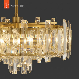 Lampes en cristal rondes, lustre de luxe, lumière en cristal de quartz naturel pour villa, salon - Product Image 2