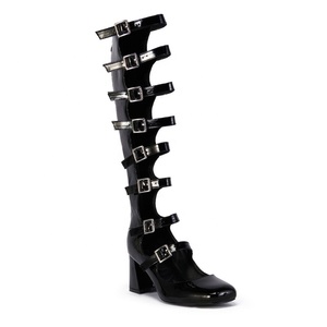 Summer Belt Buckles Women Knee High <b>Boots</b> Chunky Heels Patent Long Booties Sexy Square Toe Back Zipper Sandals Shoes - Product Image 6