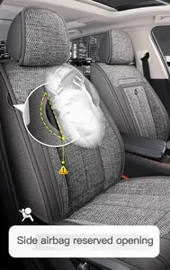 Housses de siège auto universelles pour 90% des berlines et SUV, élégantes, durables, en lin, coussin d'été pour la plupart des voitures 5 places - Product Image 3