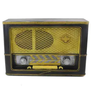 Radio en métal, modèle européen, ornement rétro nostalgique, Vintage, Bar artisanal en métal, accessoires de décoration de maison, cadeau Antique, 9 w CY013