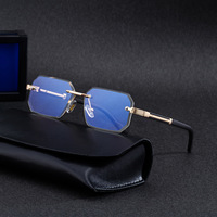 Nouvelles Lunettes de Soleil Sans Monture à Bords Taillés Diamant UV400 pour Hommes, Style Européen et Américain, Protection Solaire Extérieure, Idéales pour la Conduite