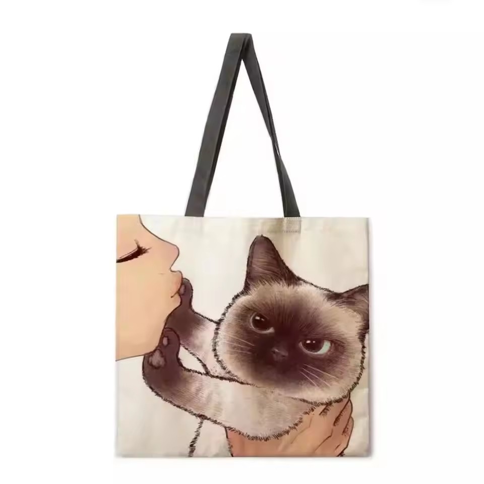 Custom Logo Blank Organic Shopper Reusable Calico Shopping Canvas Bag