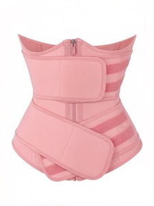 Corset de sudation amincissant pour entraînement, 2 ceintures, effet sablier, gaine ventrale en latex extensible avec 9 baleines en acier - Product Image 3
