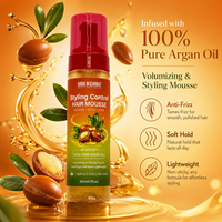 Produits phares : Mousse hydratante à l'argan pour cheveux bouclés, rehausse la boucles naturelles, mousse coiffante pour tresses, mousse brillante pour tresses.